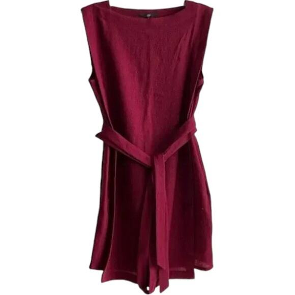 TIBI Burgandy Sleeveless Belted A-Line Mini Dress, S - Picture 1 of 3